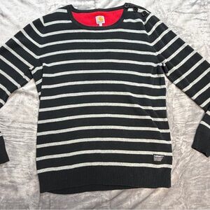 Vintage Carhartt Black and Gray Striped Boat Sweater Size Large